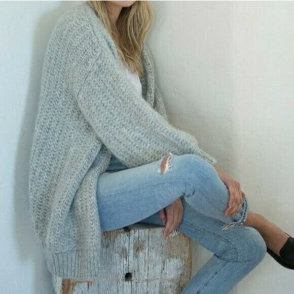 Cuyana Sweaters - $300 CUYANA  Women's One Size Alpaca Chunky Knit Oversized Cardigan Sweater Gray